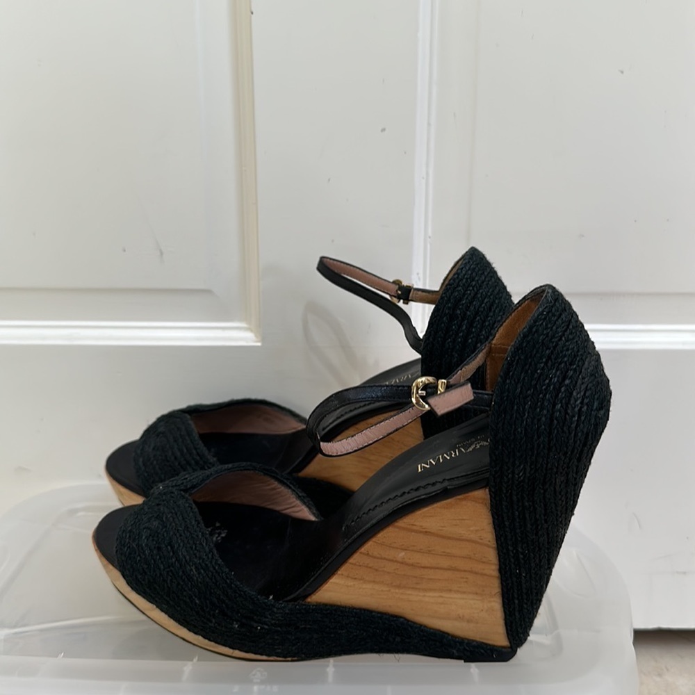 Emporia Armani wooden wedges. Black size 39 1/2​​​​​​​​​​​​​​​ - Picture 4 of 8